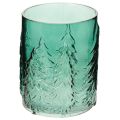 Floristik24 Glasljushållare med granar i relief, juldekoration, 16 cm