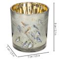 Glasljushållare med fågel- och snöflingemotiv, 8 cm, 2 stycken | Floristik24.se