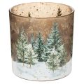 Floristik24 Glasljushållare med granskogsmotiv, vinterdekoration, 15 cm