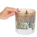 Glasljushållare med granskogsmotiv, vinterdekoration, 15 cm | Floristik24.se