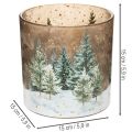 Glasljushållare med granskogsmotiv, vinterdekoration, 15 cm | Floristik24.se