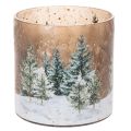 Floristik24 Glasljushållare med vinterskog i snö, juldekoration, 20 cm