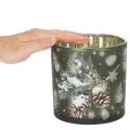 Glasljushållare med kottar och snöflingor, 15 cm | Floristik24.se