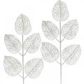 Floristik24 Vinterdekoration, deco blad, konstgjord gren vit glitter L36cm 10st