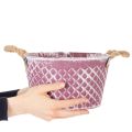Zinkskål, diamantformad med rephandtag, violett/vitkalkad, Ø24,5 cm H14 cm | Floristik24.se