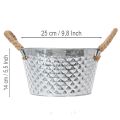 Rund zinkskål med rephandtag Ø25cm H14cm | Floristik24.se
