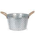 Floristik24 Rund zinkskål med rephandtag Ø28cm H16cm