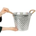 Zinkkruka, diamantformad, med rephandtag, vitkalkad, Ø24,5 cm H21 cm | Floristik24.se