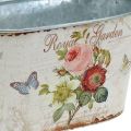Floristik24 Vintage blombalja, metallkruka med handtag, kruka med rosor L18cm H10,5cm