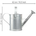 Dekorativ vattenkanna, retrodesign, metall, silver, 42x15,5x27cm, vintage balkongdekoration, blomkruka | Floristik24.se