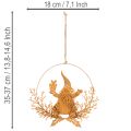 Juldekorationsring, ren i ring, jultomten med present, metalldekoration, rostig yta, Ø18 cm, set om 2 | Floristik24.se