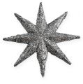 Floristik24 Glitter star silver 10cm 12st