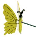 Floristik24 Fjäril på pinne 17cm gul
