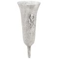 Floristik24 Begravningsvas Grå Vas med spike Calla-motiv H32,5cm