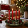 Ljusfat adventskrans grön med fyra ljusstakar 24cm | Floristik24.se