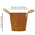 Metallkruka med handtag, örtkruka, rostdekoration Ø16,5cm H15cm | Floristik24.se