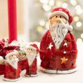 Jultomten dekorativ figur som värmeljushållare med stjärnor, bordsdekoration, 15 cm | Floristik24.se