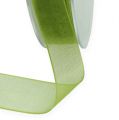 Floristik24 Organzaband grönt presentband vävd kant olivgrönt 15mm 50m