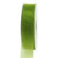 Floristik24 Organzaband grönt presentband vävd kant olivgrön 25mm 50m